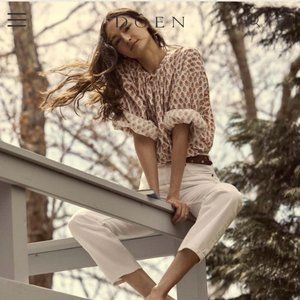 Doen The Jane Blouse Traveler Block Print size xs (loose fit NWT)